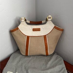 Brahmin Tan Straw Woven Shoulder Bag Y2K Vintage